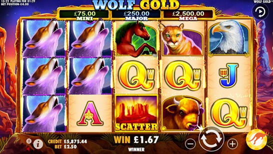 Wolf Gold Wilds and Bonus Features